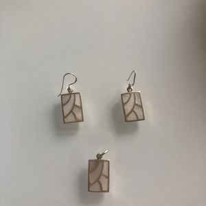 Sterling Silver marble earrings and pendant